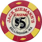 casino jack niemann's wa $ 5 chip 1 anv=rev