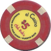 El Casino Club Bahia PR $5 chip rev