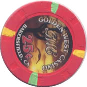 casino golden west bakersfield CA 25c chip rev