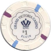 casino grand victoria elgin IL $1 chip 1 anv