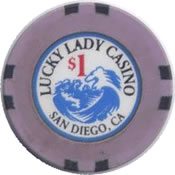 casino lucky lady san diego CA $1 chip anv