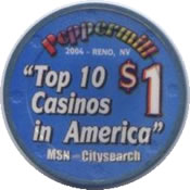 casino peppermill reno $1 chip 1 anv